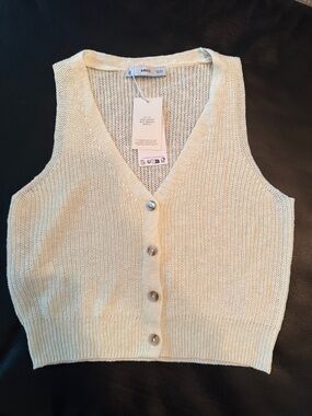 MNG Cream Knit Button-Front Camisole